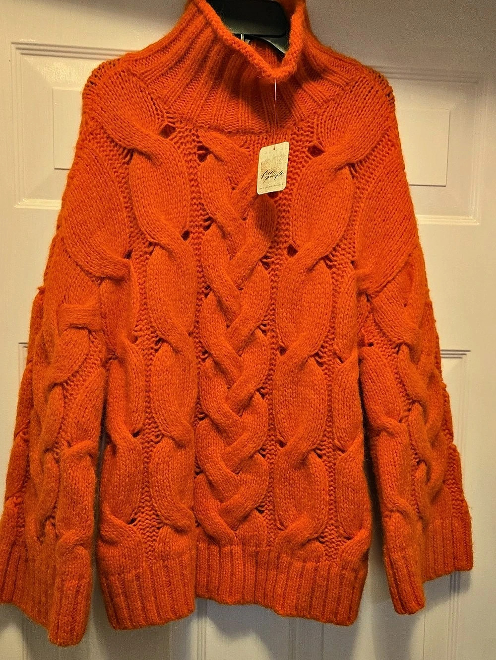 Free PeopleCable Knit Turtleneck in Orange Size XS NWT